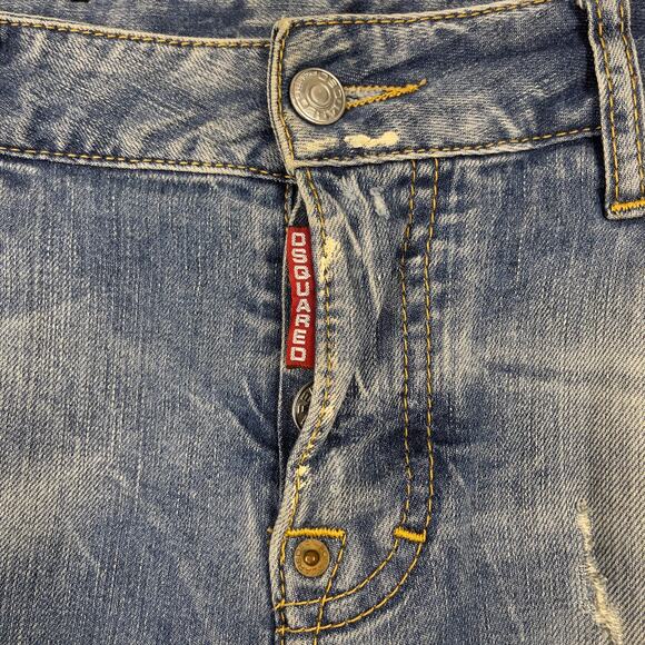 Dsquared2 Slim Straight Denim Jeans Blue Size IT 40 Distressed Streetwear Y2K - Picture 6 of 15
